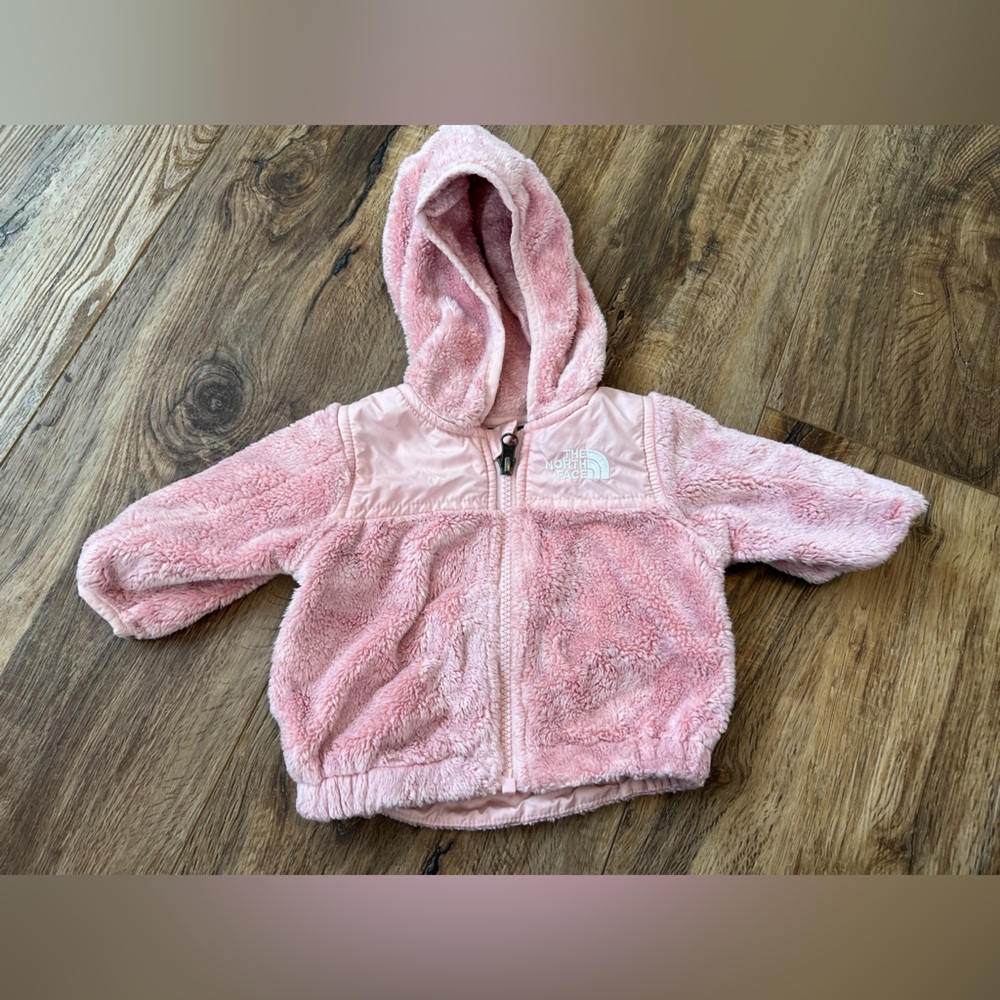 North Face Pink Fuzzy Hooded Jacket 0-3Mo